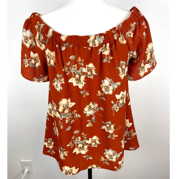 Sweet Wanderer Floral Off The Shoulder Top In Orange Size Large - Picture 5 of 8